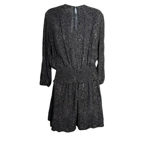 Rails Dress Inez  Python Print Size Medium Smocked Waistband Flutter Hem black - Picture 6 of 12